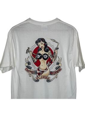 Billy Lane Choppers Inc Welding Pin Up Melbourne FL Bike Shop T-Shirt